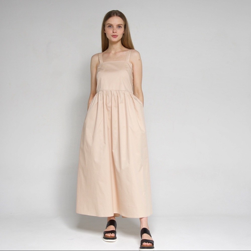 Beige midi cotton dress